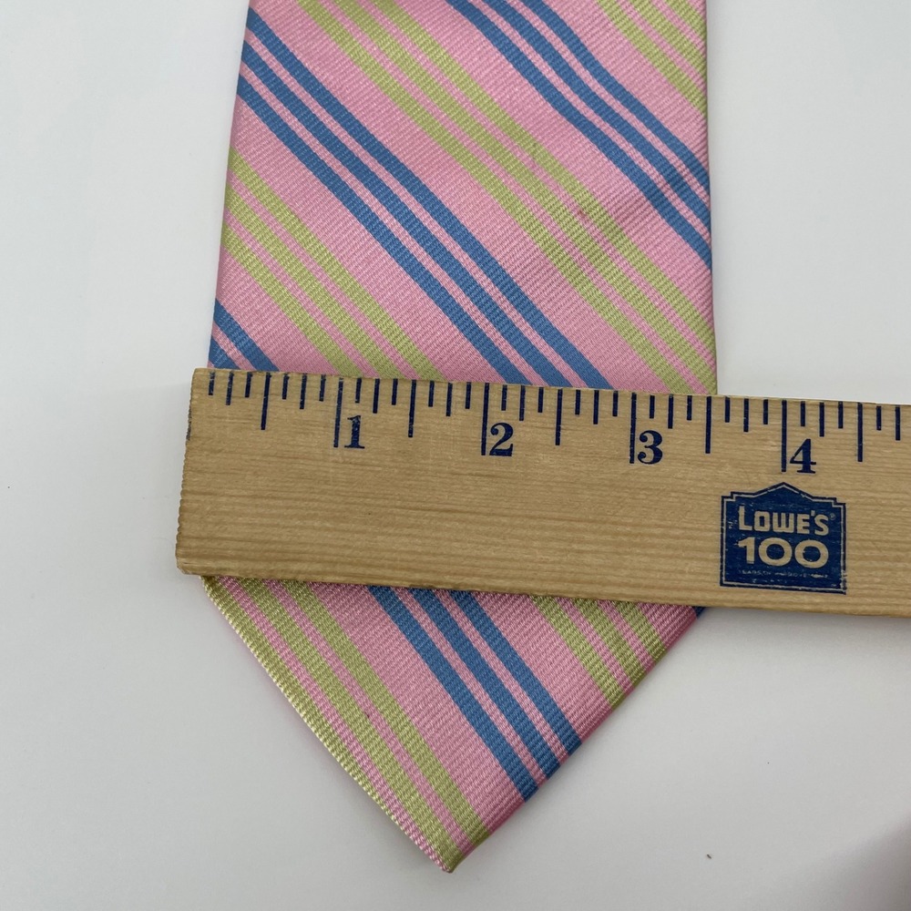 Brooks Brothers 346 Men's Silk Necktie Pink Blue Green Repp Stripe Made in USA - Picture 4 of 4